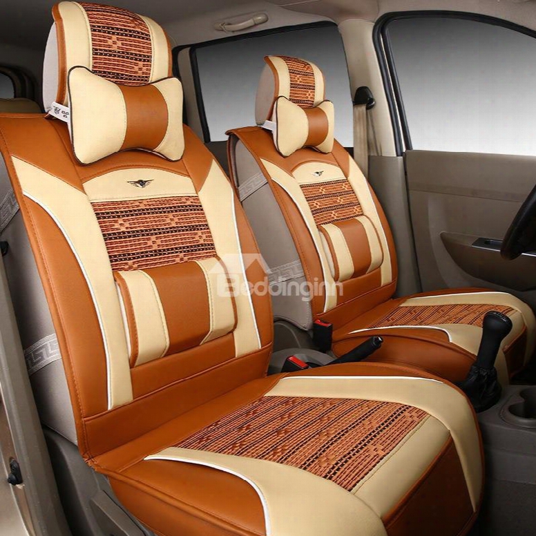 Colorful Beautiful Design Striped Ice Silk And Rayon Designed For 7 Seats Car Seat Cover
