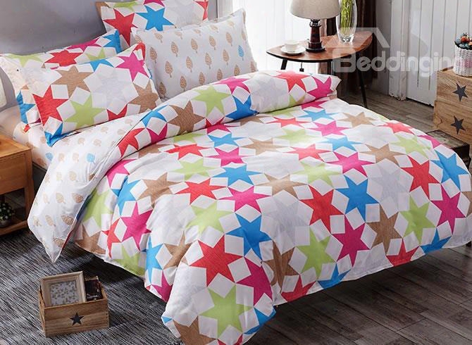 Colorful Hexagram Prints Simple Style Polyester 4-piece Bedding Sets/duvet Covers