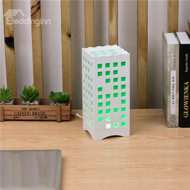 Concise And Modern North Wood-platic Hollowed-out Squares European Style Led Lamp