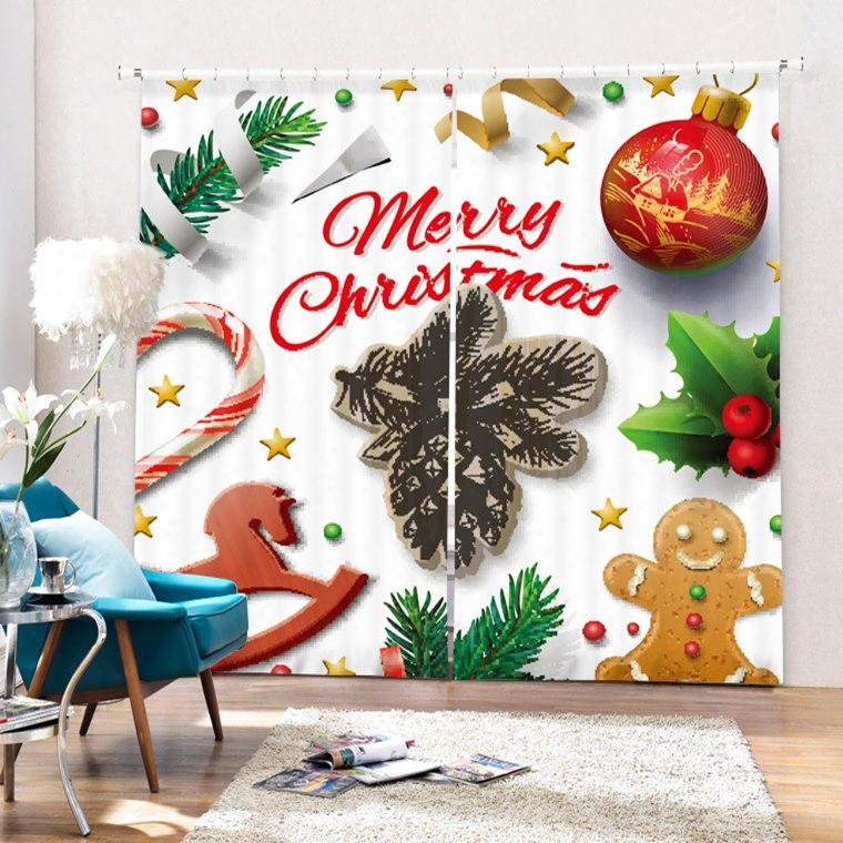 Cute Merry Christmas Decoration Printing 3d Curtain