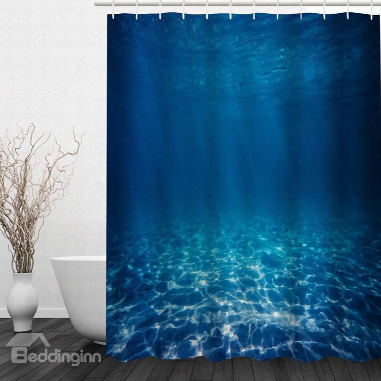 Deep Bluue Sea 3d Printed Bathroom Waterproof Shower Curtain