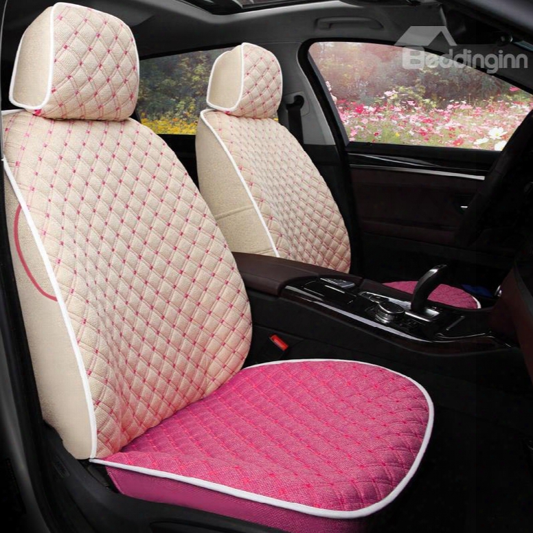 Dual Colored Theme Plaid Design Comfortable Custom Fit Car Seat Covers