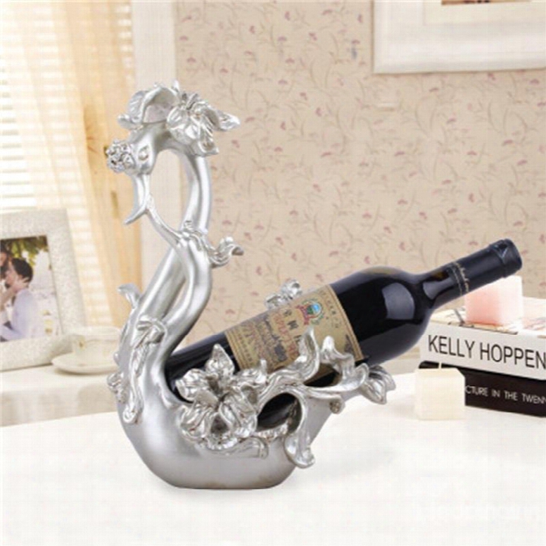 European And Retro Silvery Flowers Resin Craft Home Decoration Red Wine Rack