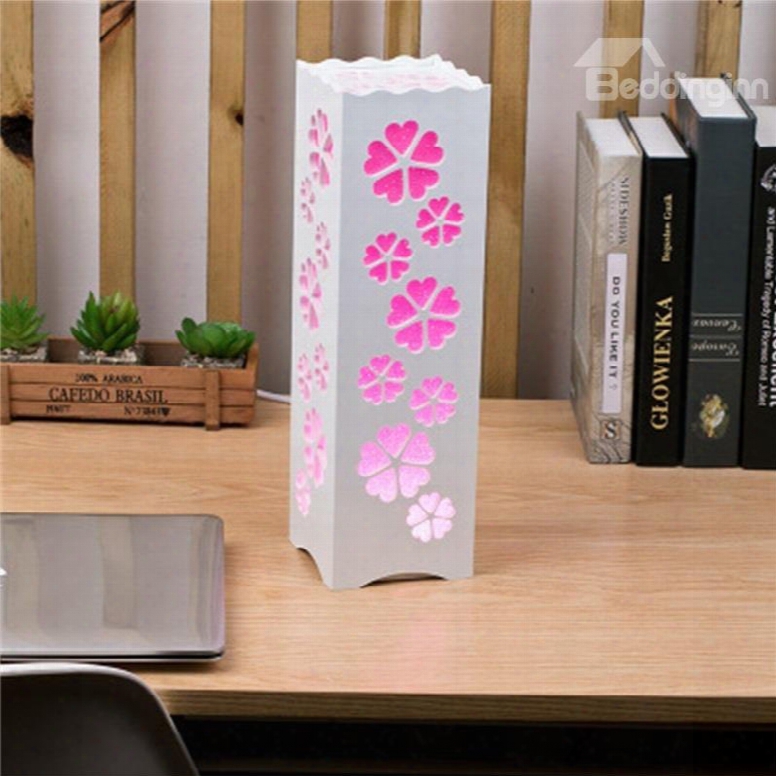 European Style Concise And Romantic Flowers Creative Wood Plastic Usb Night Lamp