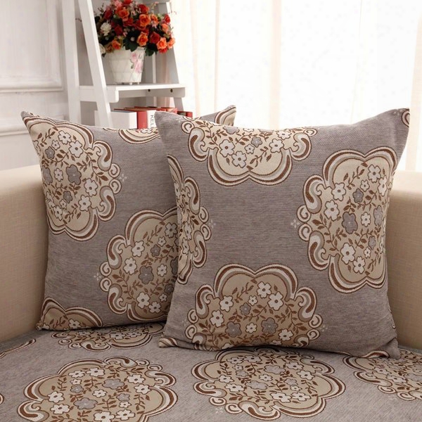 European Style Gray Flower Pattern Home Decorative Sofa Throw Pillow