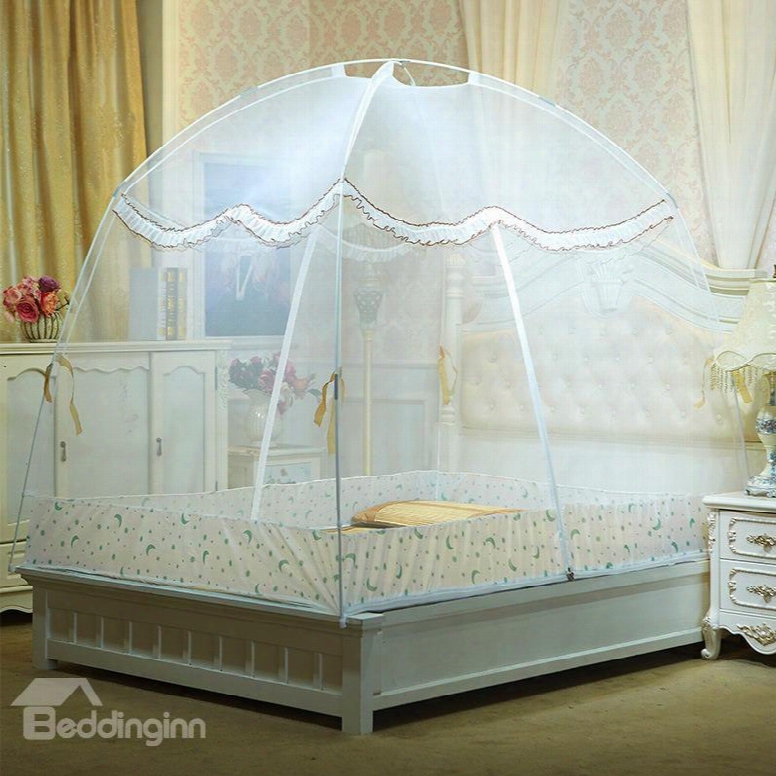 Folding Polyester Two Openings Laced Mongolian Yurt Bed Net