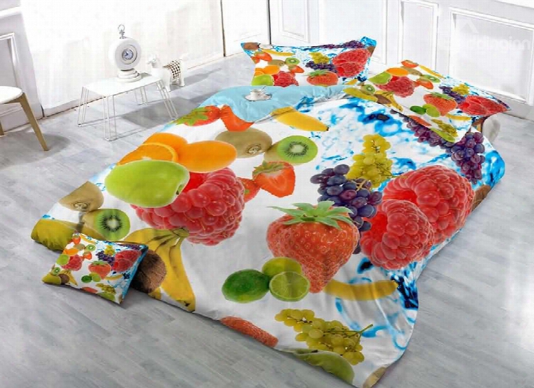 Fruit Pie Cotton Luxury 3d Printed 4-pieces Bedding Sets/duvet Covers