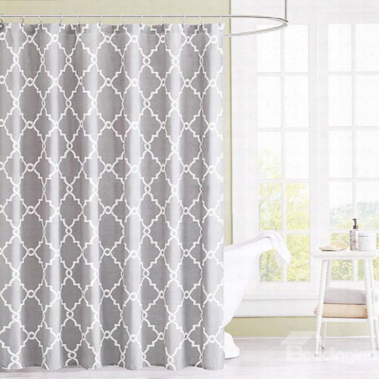 Geometric Pattern Polyester Simple Style Shower Curtain