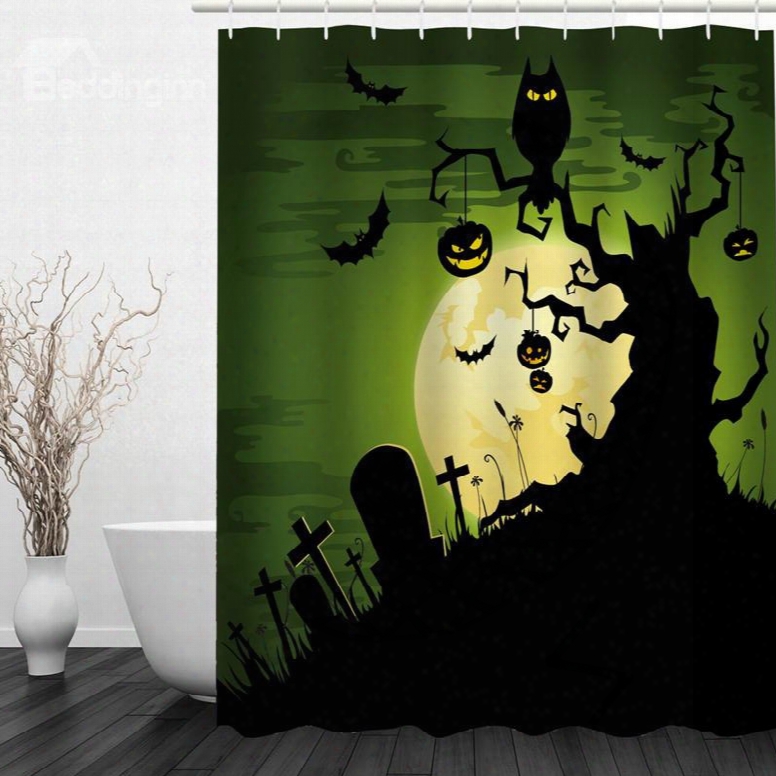 Horror Halloween Night 3d Printed Bathroom Waterproof Shower Curtain