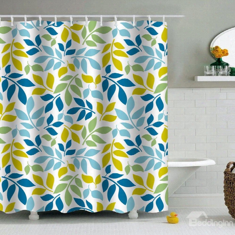 Leaves Printed Peva Waterproof Durable Antibacterial Eco-friendlu Shower Curtain
