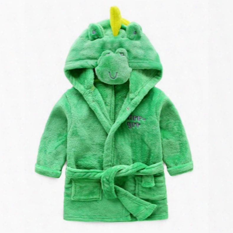 Little Dinosaur Shaped Polyester Green 1-piece Kids Robe