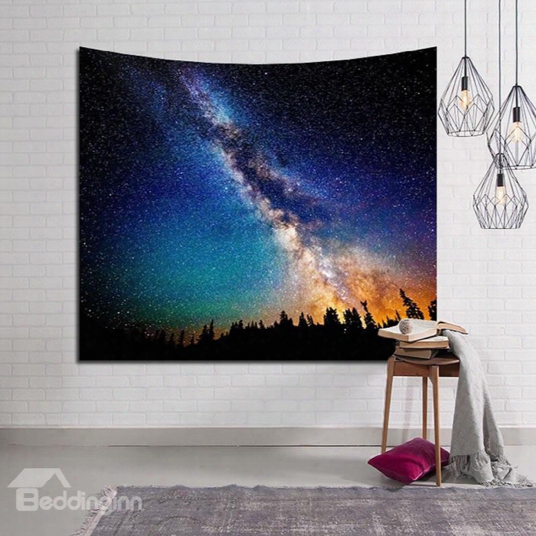 Magical Woods And Galaxy Stars Twinkle Decorative Hanging Wall Tapestry