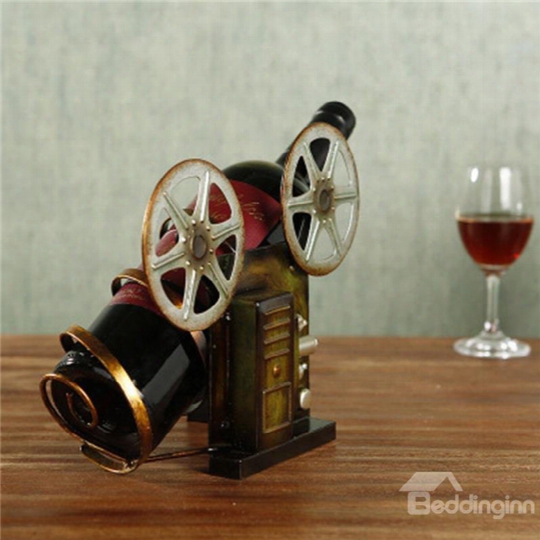 Metal Home Decoration Retro Camera Delicate And Creative Birthday Gift Wine Rack