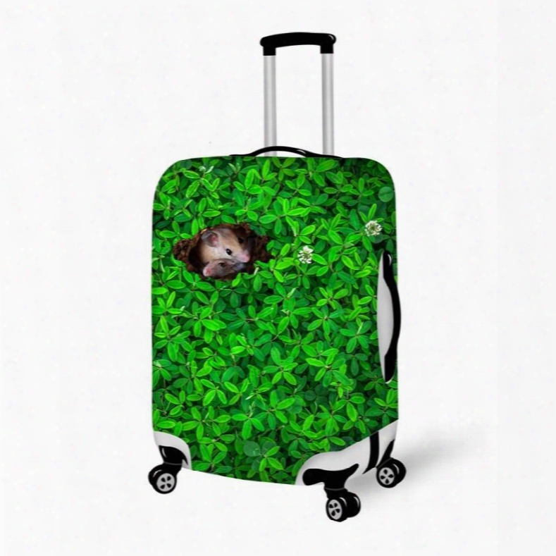 Mouse Hide In The Grass Anti-scratch 3d Pattern Waterproof Protector Luggage Cover