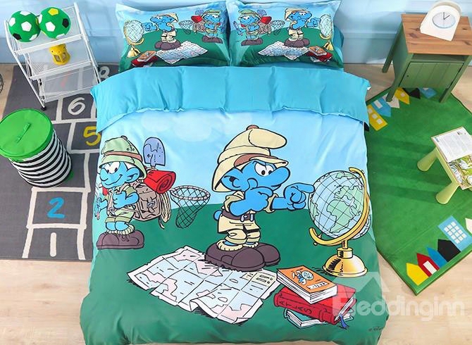 Nature Watcher Jungle Smurfs Printed 4-piece Bedding Sets/duvet  Covers