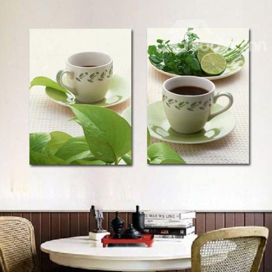 New Arrival Sweet Herbal Tea And Lime Print 2-piece Cross Film Wall Art Prints