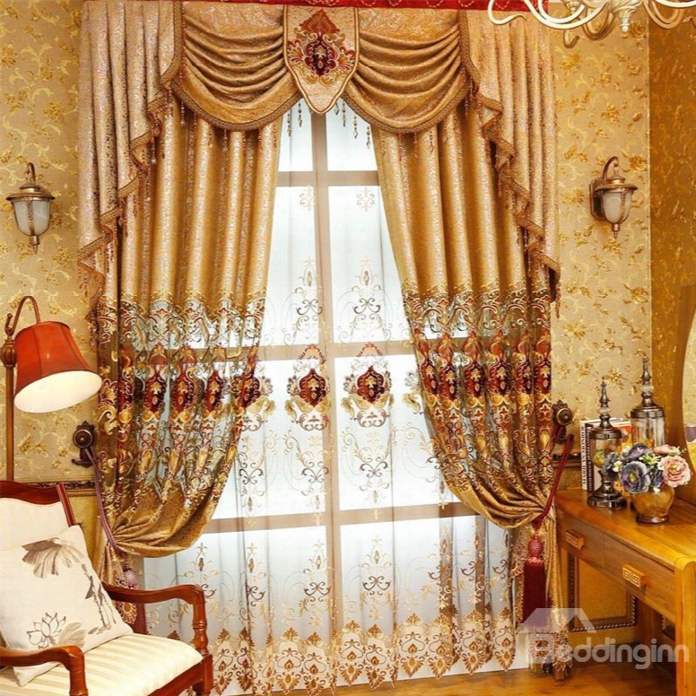 Noble And Elegant Soft Chenille Golden Custom Deccorative Living Room Window Drape