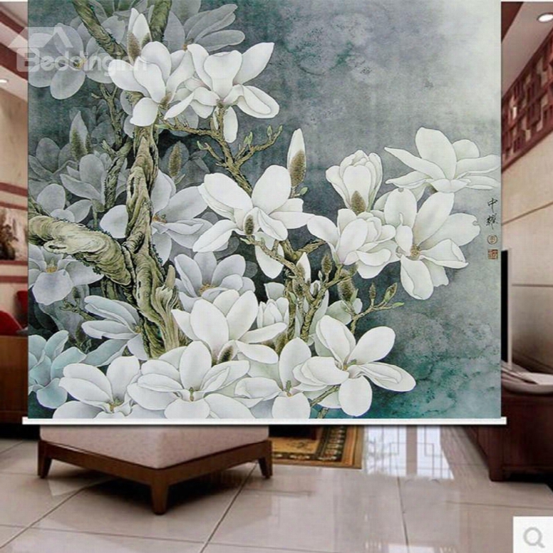 Oil Painting White Flower 3d Printed Roller Shades