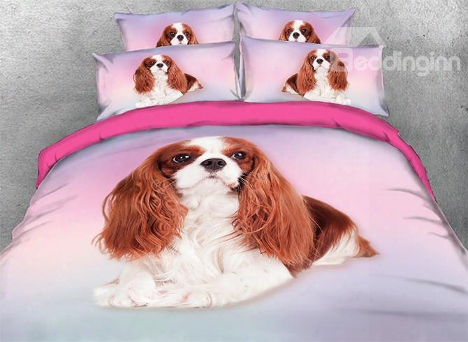 Onlwe 3d Cavalier King Charles Spaniel Dog Printed 4-piece Bedding Sets/duvet Covers