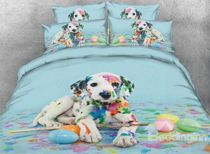 Onlwe 3d Colorful Dalmatian Dog Printed 4-piece Bedding Sets/duvet Covers