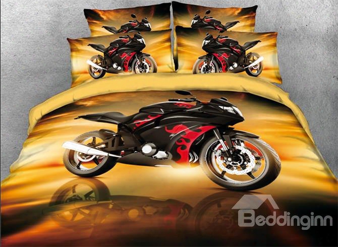 Onlwe 3d Cool Red Sports Motorcycle Printed 4-piece Bedding Sets/duvet Covers