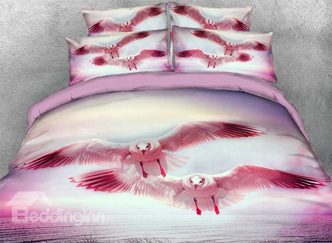 Onlwe 3d Flying Seagull Printed 4-piece Bedding Sets/duvet Covers