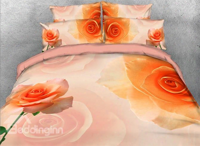 Onlwe 3d Rose Printed Romantic Style 4-piece Beddnig Sets/duvet Covers