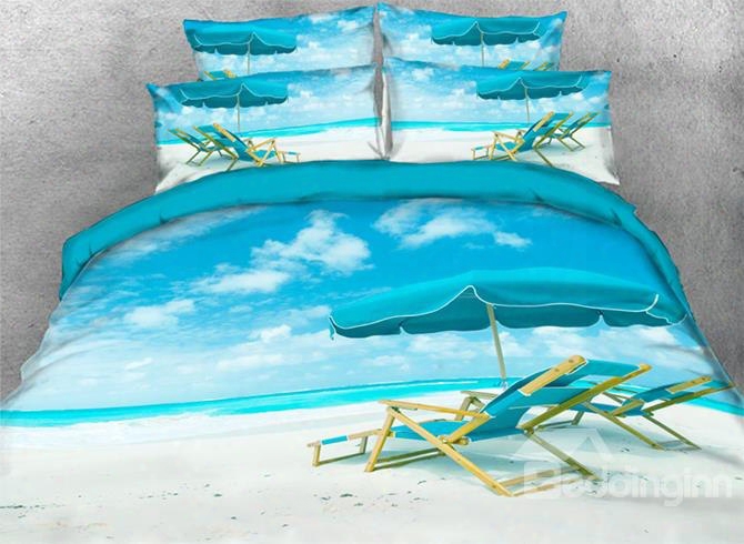 Onlwe 3d Sunshine Sands Sea Beach Style 4-piece Bedding Sets/duvet Covers