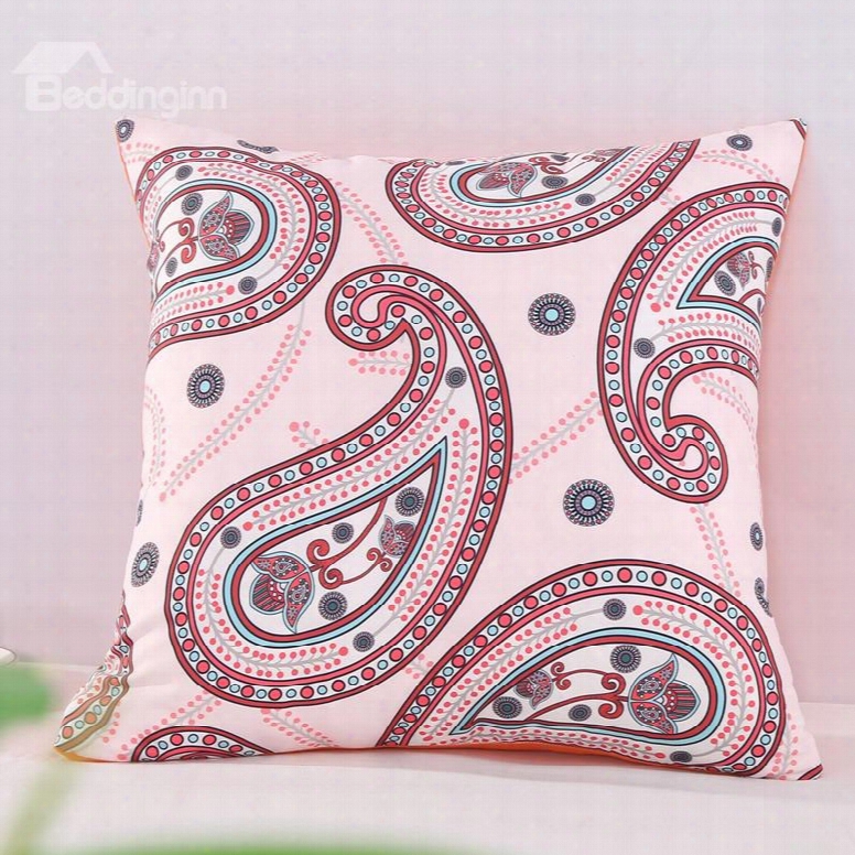 Orange Floral Paisley Pattern Exotic Style Decorative Square Polyester Throw Pillocases