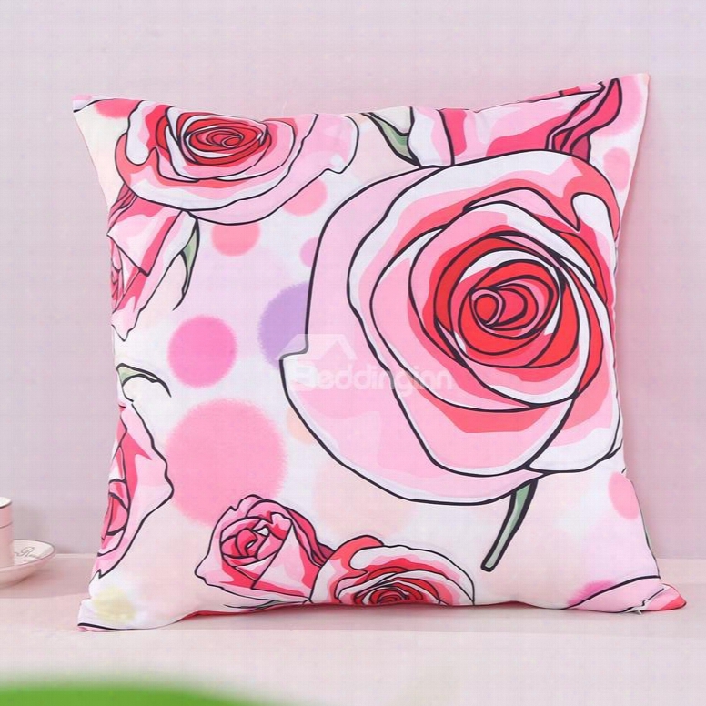 Orange Roses Blooming Pattern Decorative Square Polyester Throw Pillowcases