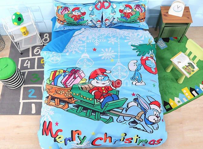 Papa Smurf Merry Christmas Holiday 4-piece Bedding Sets/duvet Covers