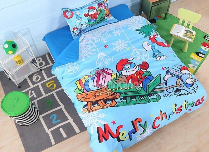 Papa Smurf Merry Christmas Holiday Twin 3-piece Kids Bedding Sets