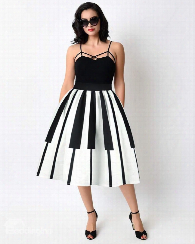 Piano Keys Formal Black White Pattern 3d Printing Skirt