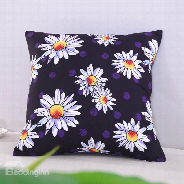 Picked Daisy Printed Decorative Square Polyester Throw Pillowcases