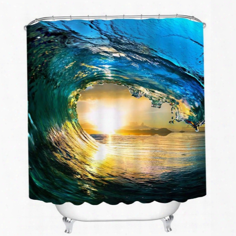 Powerful Waves Of The Sea 3d Printed Bathroom Waterproof Shower Curtain