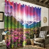 3D Charming Flowers and Rolling Mountains Printed 2 Panels Living Room Curtain