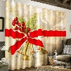 3D Fresh Cherries and Bow Printed Christmas Theme Custom Curtain for Living Room