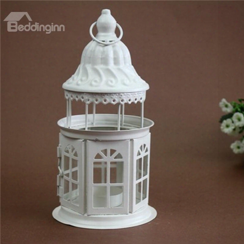 Retro European Morocco Style Iron Glass Lantern Candle Holder