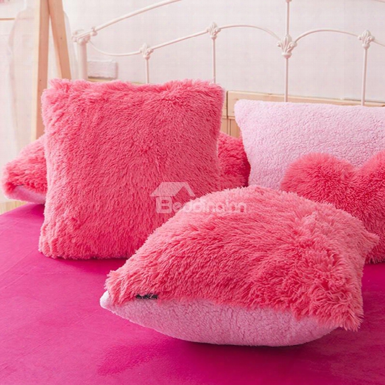 Rose Red Ne Piece Square Decorative Fluffy Throw Pillows