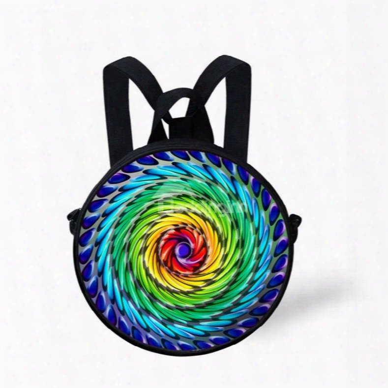 Round 3d Colorful Bohemia Pattern School Bag Shoulders Backpack