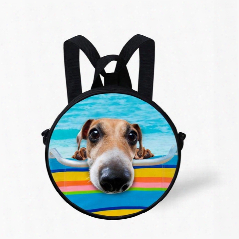 Round 3d Swimming Pool Dog Pattern School Bag Shoulders Backpack