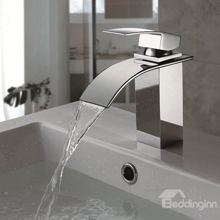 Single Handle/hole Finish Chrome Waterfall Bathroom Sink Faucet