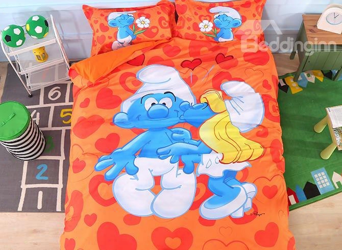 Smurf Smurfette Kiss True Love 4-piece Bedding Sets/duvet Covers