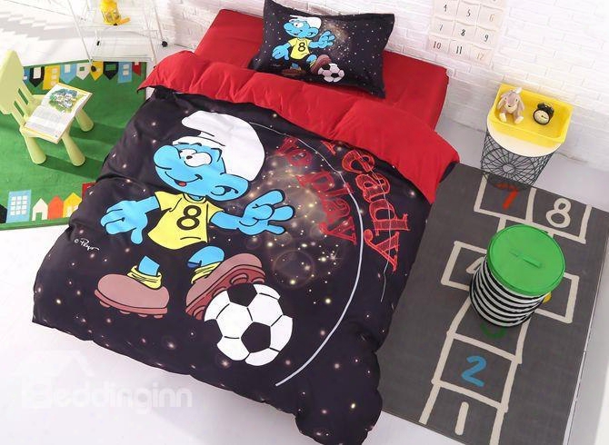 Soccer Smurf Ready To Play Shinning Stars Twwin 3-piece Kids Bedding Sets