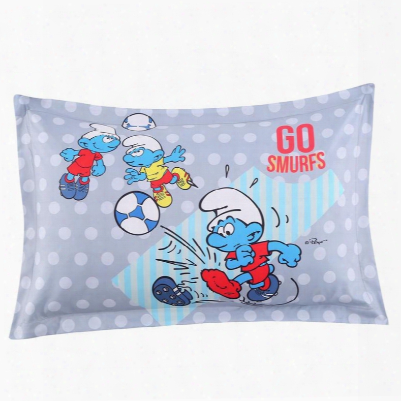 Soccer Smurfs And Polka Dot One Piece Bed Pillowcase