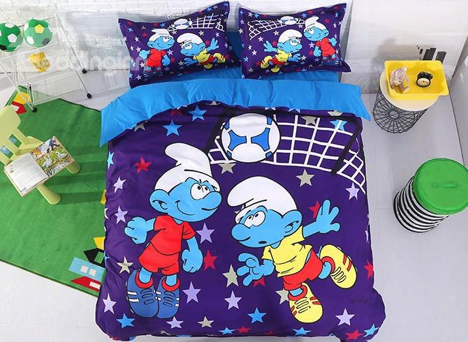 Soccer Smurfs Follow Sports Spirit 4-piece Bedding Sets/duvet Covers