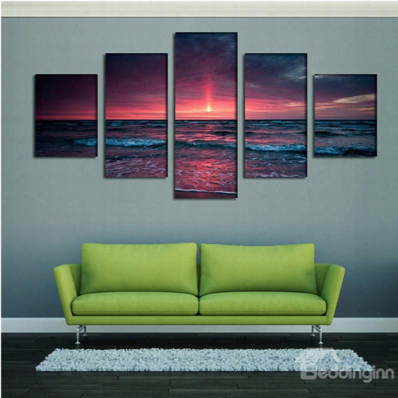 West On The Sea 5-panel Canvas Hung Non-framed Wall Prints