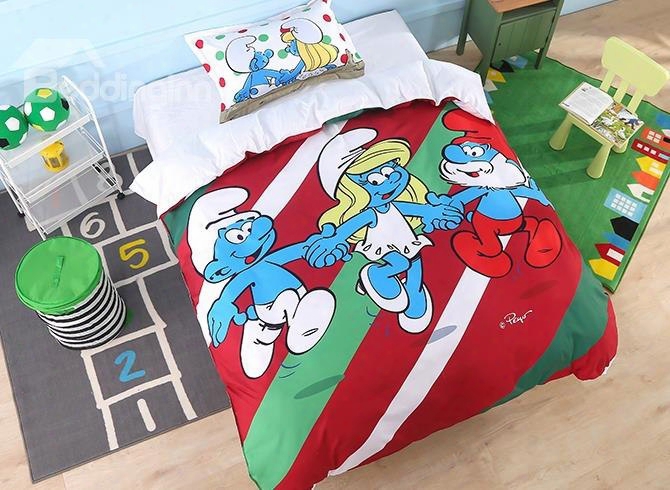 The Smurfs Holiday Printed Twin 3-piece Kids Bedding Sets/duvet Covers