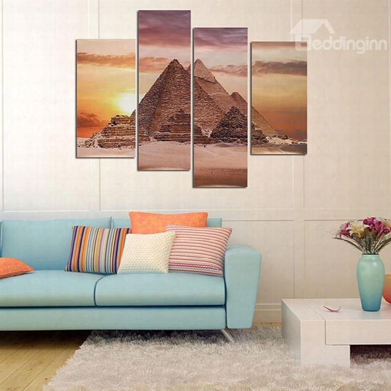 Triangle Mounds In Sunset Hanging 4-piece Canvas Waterproof And Eco-friendly Non-framed Prints