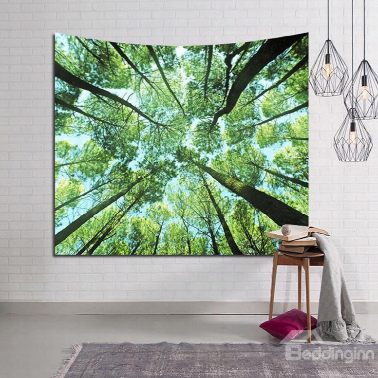 Vibrant Spring Forest Design Green Decorative Hanging Wall Tapestry